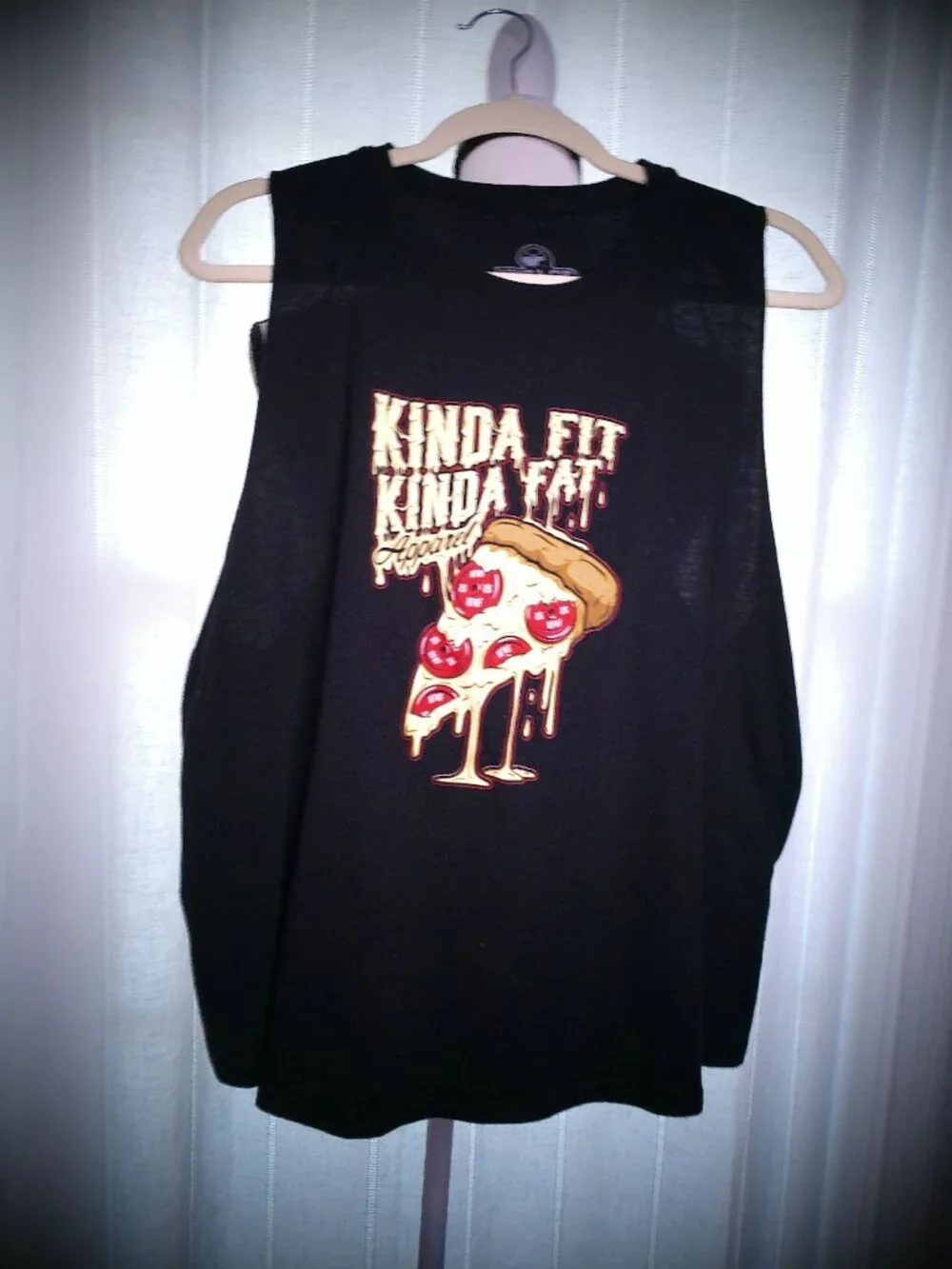 KINDA FIT KINDA FAT Men's Muscle Tee Sleeveless Black w/Logo 2X